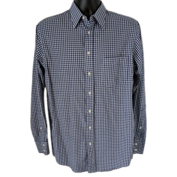 Vintage Burberrys of London Shirt 15.5-35 Blue Gingham Check USA Made Cotton - Picture 1 of 11